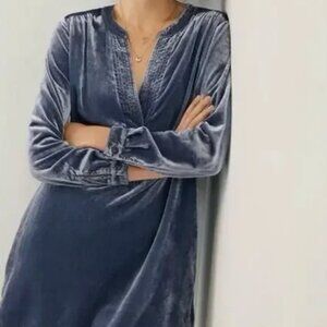 Anthropologie Melody Velvet Tunic Dress Women Small‎ Blue
